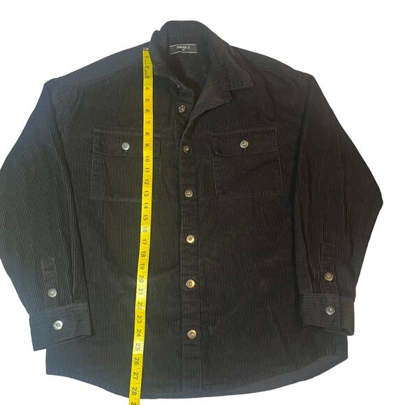 Forever 21 Black Corduroy Shacket Button Front Long Sleeve Jacket Mens Medium - Picture 3 of 7